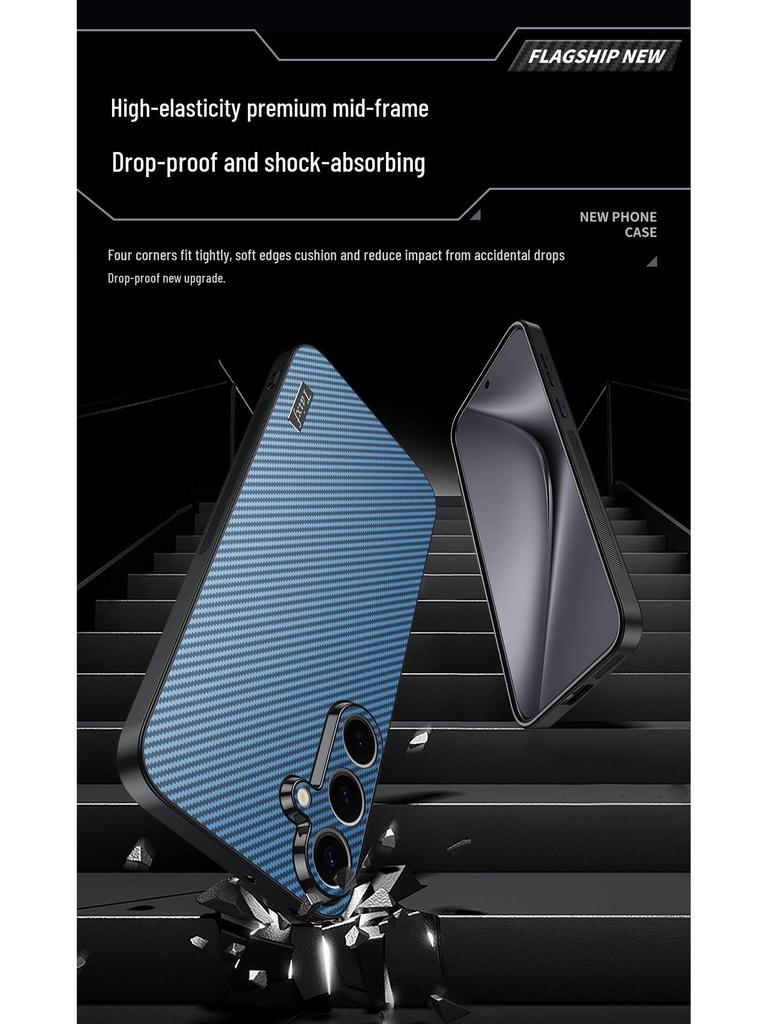 Samsung S25 Ultra Matné pouzdro z uhlíkových vláken s ochranou proti pádu pro objektiv S24 FE
