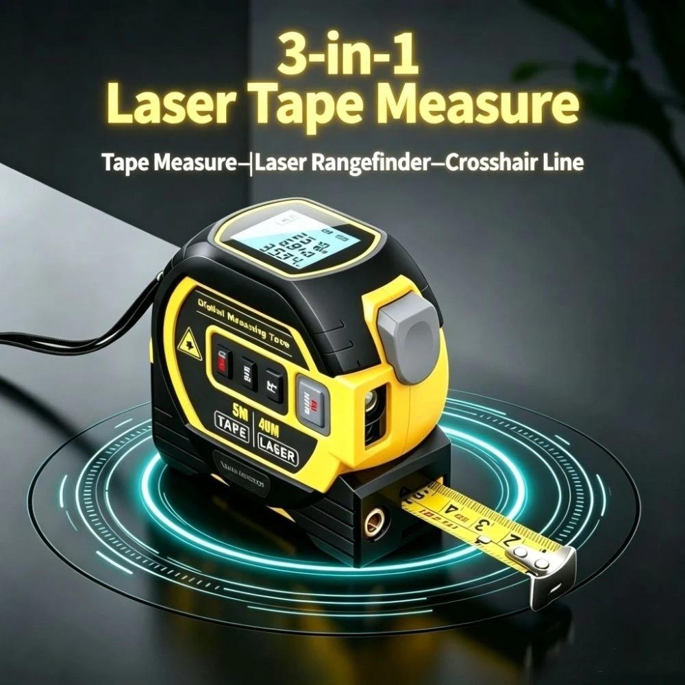 High Precision Digital Tape Measure Tool 3 In 1 Laser Rangefinder Measuring Tape Measurement