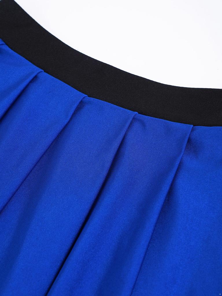 Girls Cheerleading Dance Performance Skirt: Contrast Color Elastic Waistband Two Layers Pleated Skirt for Competition