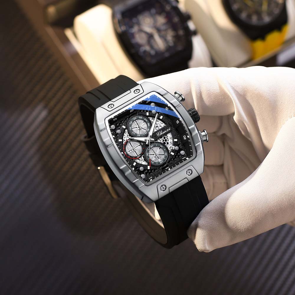 CHENXI Men's Multifunctional Quartz Watch Silicone Strap Sports Waterproof Six-Hand Calendar Male Clock relojes para hombres