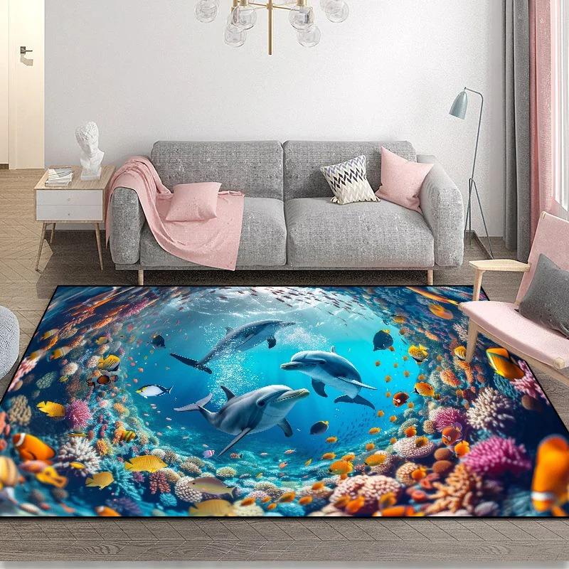 Sea 3D Vision Rug Modern Living Room Area Rug For Children’S Bedroom Play Crawling