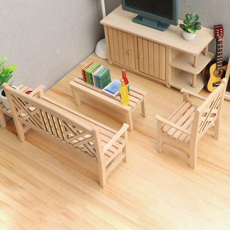 Realistisches Holz Zakka Realistisches Rollenspiel für Kinder Rollen-Ausstellungsbänke Stuhlmodell Spielzeugstuhl 1:12 Puppenhaus