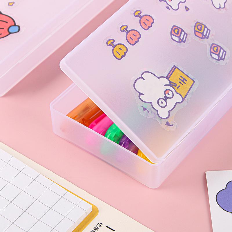 Transparent Frosted Minimalist Pencil Case - Multifunctional PP Stationery Storage Box for Students