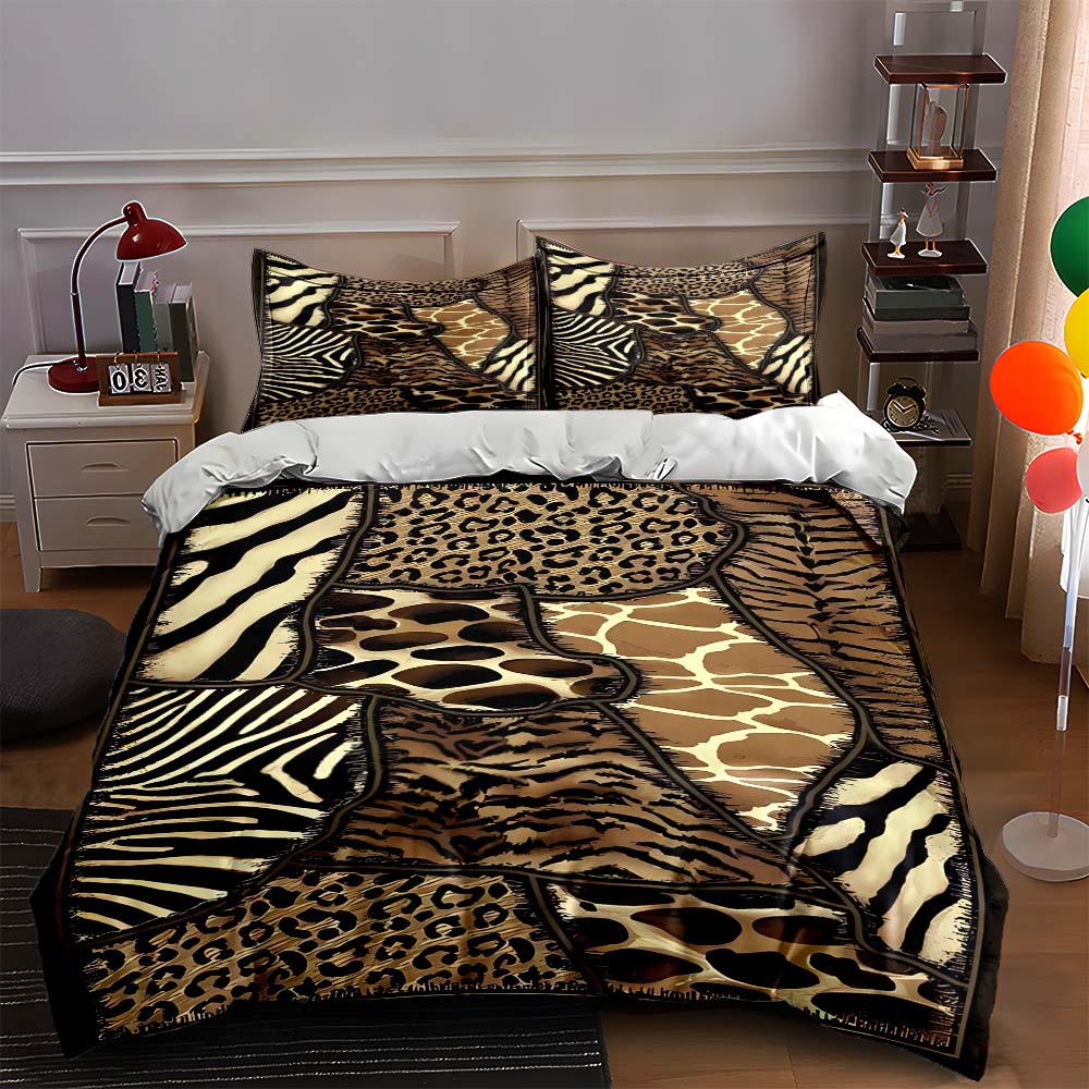 

Animal print patchwork. Bedding Duvet cover sets Duvet covers Pillowcases gifts (1 * Duvet Cover 2 * Pillowcases, without duvet insert) 135x200cm