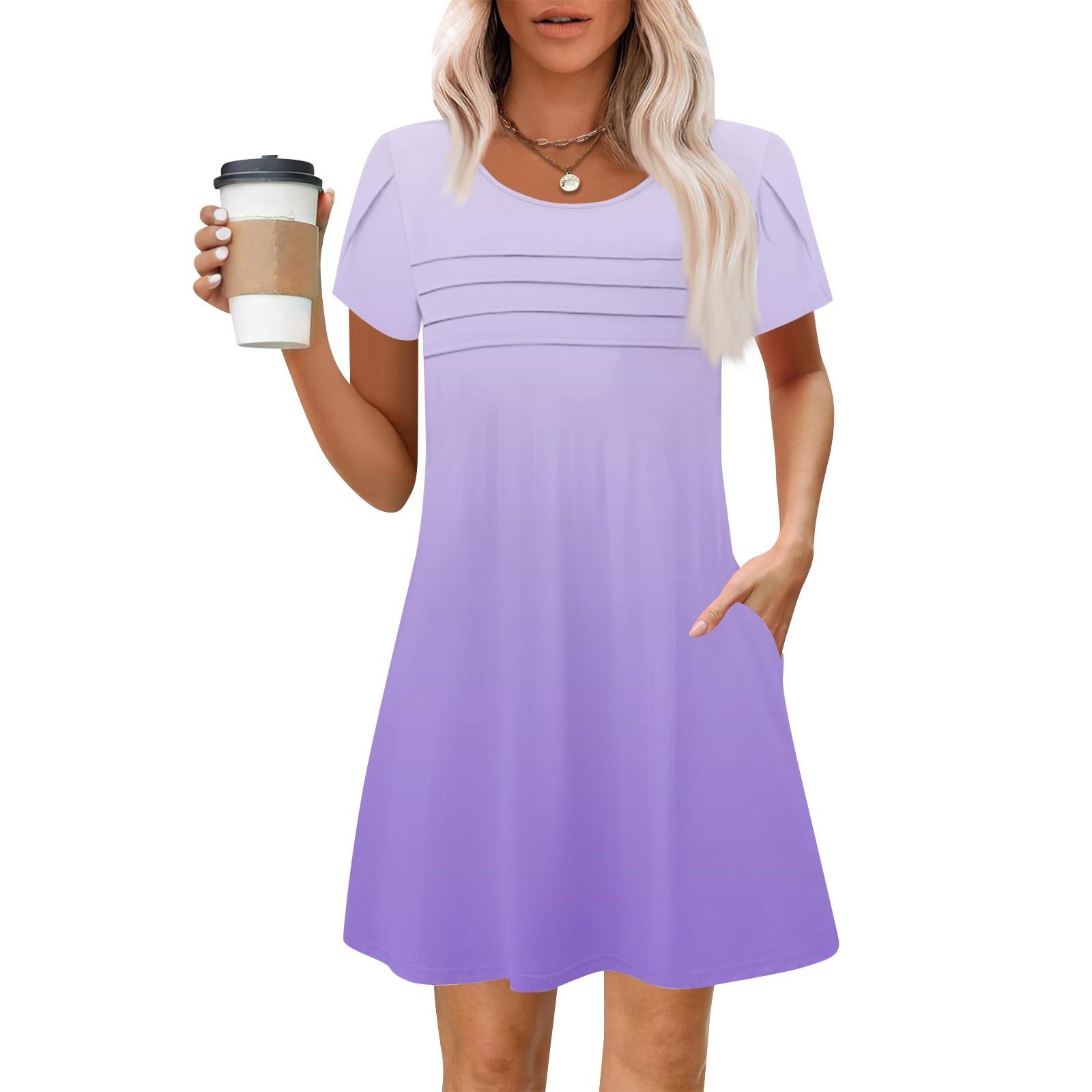 

Женские летние повседневные лепестковые узкие полосатые плиссированные однотонные платья S