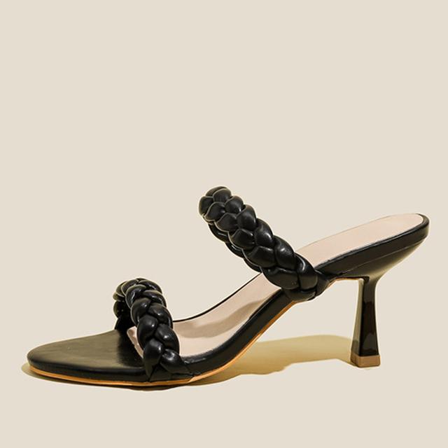 

Liyke Летние плетеные женские тапочки для улицы с открытым носком на низком тонком каблуке Повседневные гладиаторские сандалии Женская обувь Пляжные шлепанцы Шлепанцы 42 чёрный