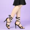 Allegra K Women's Black Lace-Up Sandals with Stiletto Heels, Size 27.0cm