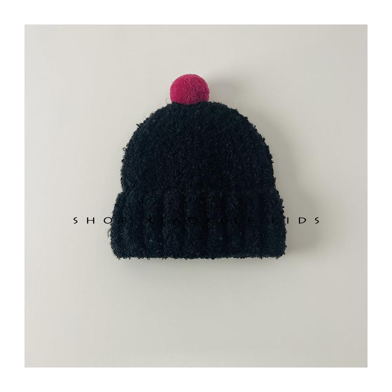 Children's Knitted Hat Autumn and Winter New Cute Fur Ball Baby Warm Ear Protection Hat Boys and Girls Hat