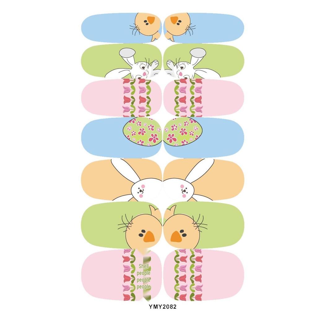 Easter Cute Rabbit Flower Nail Art Stickers - Full Cover, Waterproof, Long-lasting (YMY2073-2084)
