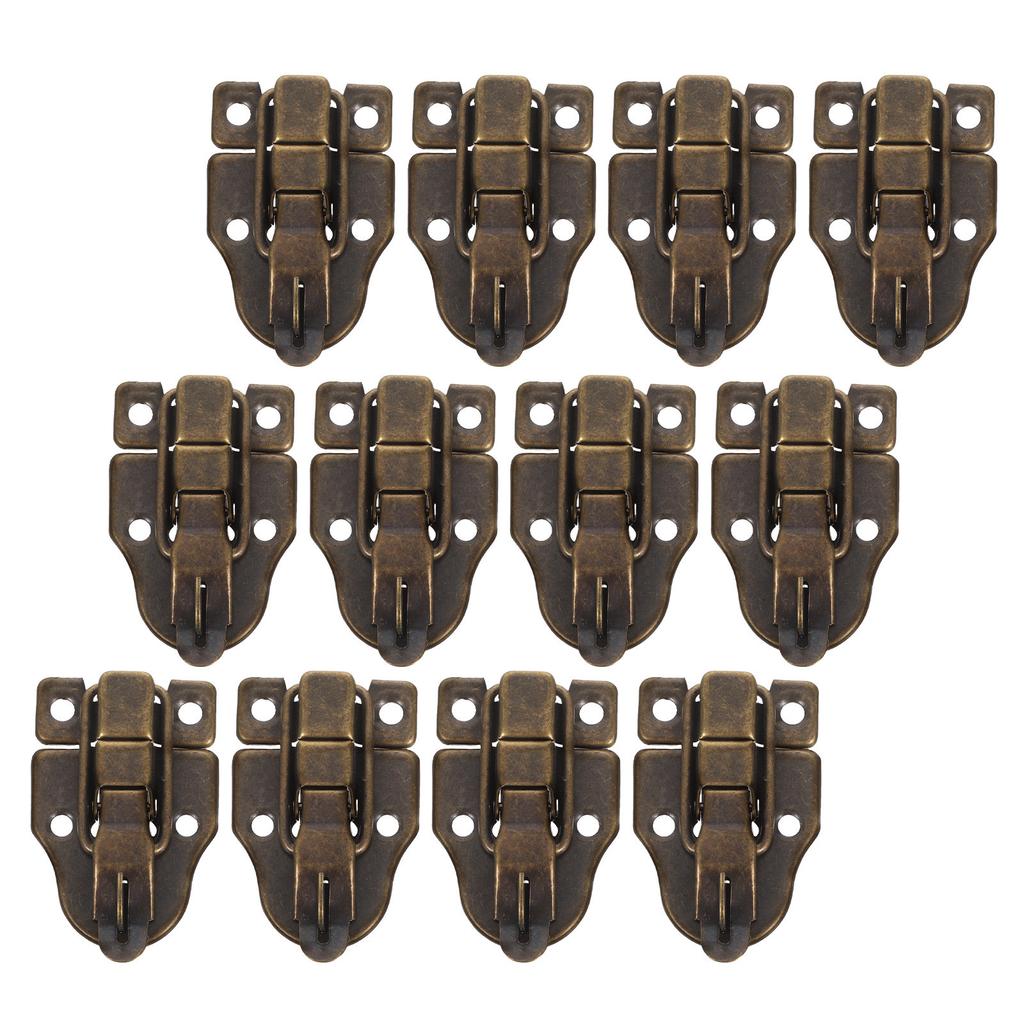 12pcs Retro Toggle Latch Metal Duckbilled Hasp Catch Decorative Buckle Hardware For Jewelry Box Cabinet Wooden Case
