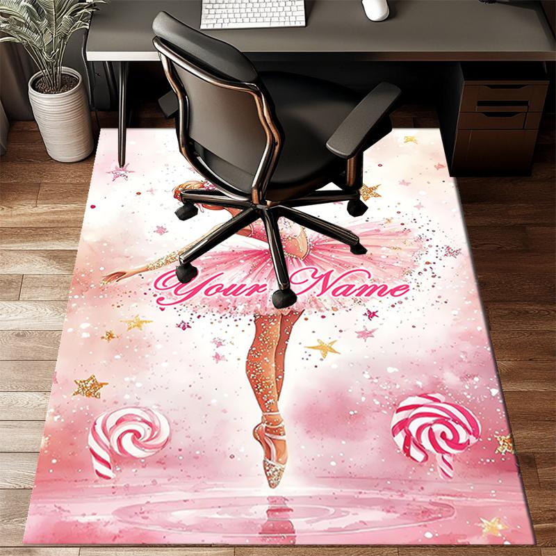 1PC Custom Name Ballerina Stars Theme Floor Mat Ideal for Living Room, Game Rooms, Office, Bedroom Floor Mat Playful Design