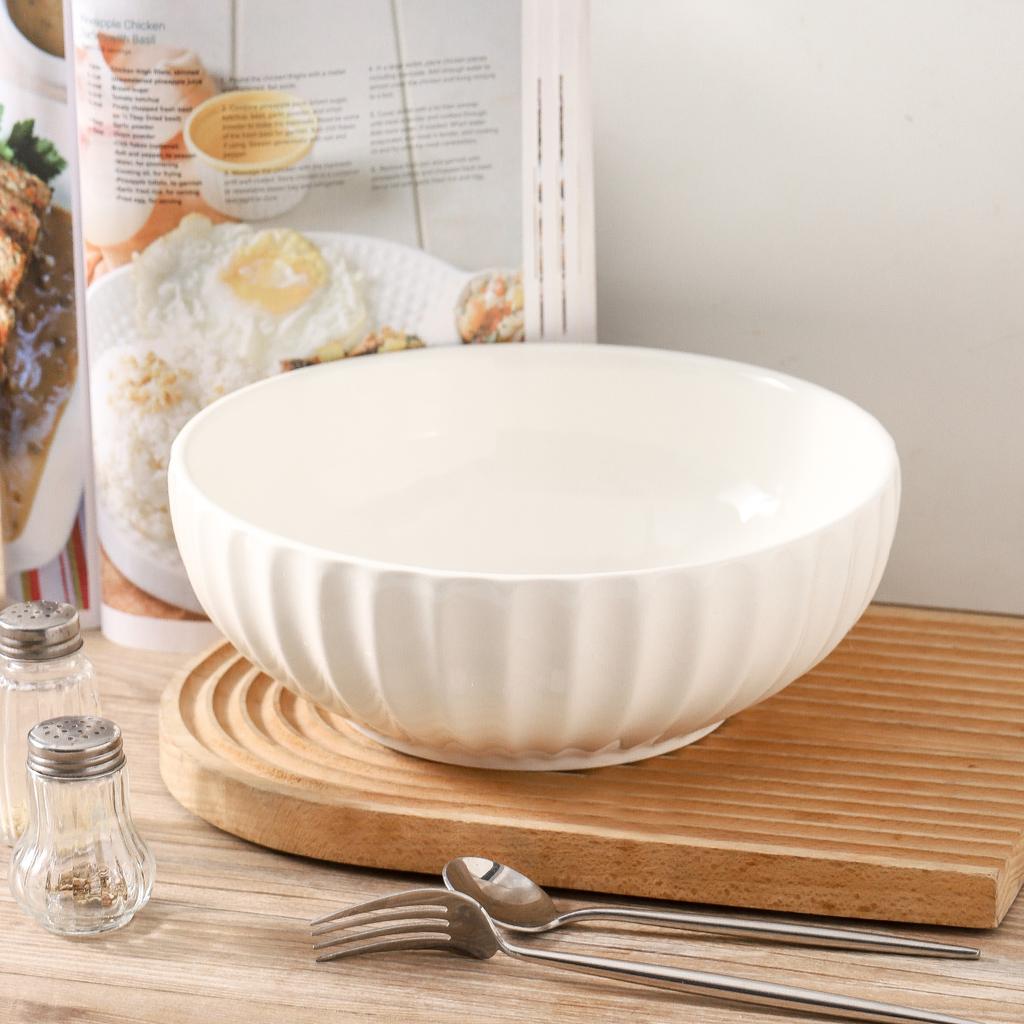 Elegant White Ceramic Bowl for Salami Soup & Food Serving for Restaurants-Factory Direct Sale