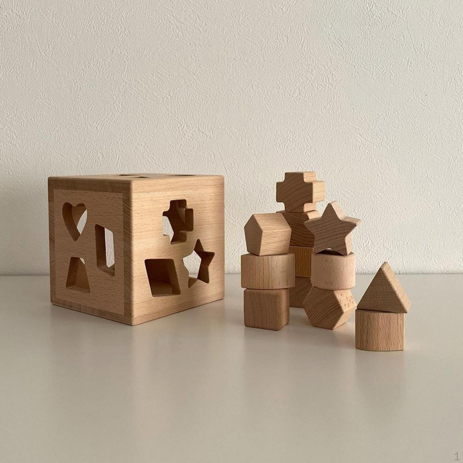 

Игрушка для малышей на распознавание фигур с сортировочной коробкой и геометрическими блоками Wood