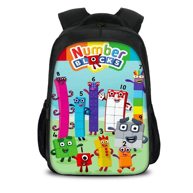 Plecak dla dzieci chłopców dziewcząt Numberblocks Torba szkolna Plecak podróżny Duża pojemność Wytrzymały materiał nylonowy Przestronna pojemność 20 l Wiele przegródek
