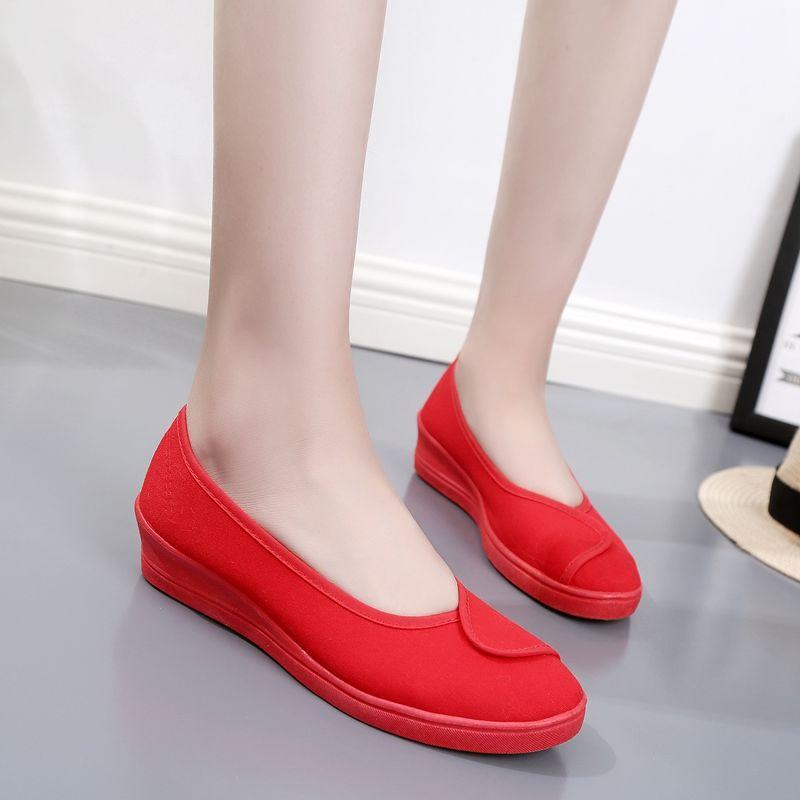 Cresfimix Zapatos De Mujer Women Cute Round Toe Red Slip On Loafers Lady Cool Canvas Anti Skid Comfort Summer Flat Shoes B6070b
