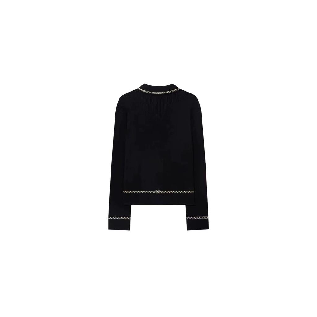French small fragrant wind polo knitted cardigan sweater jacket women's unique and beautiful early autumn wear lapel top tide