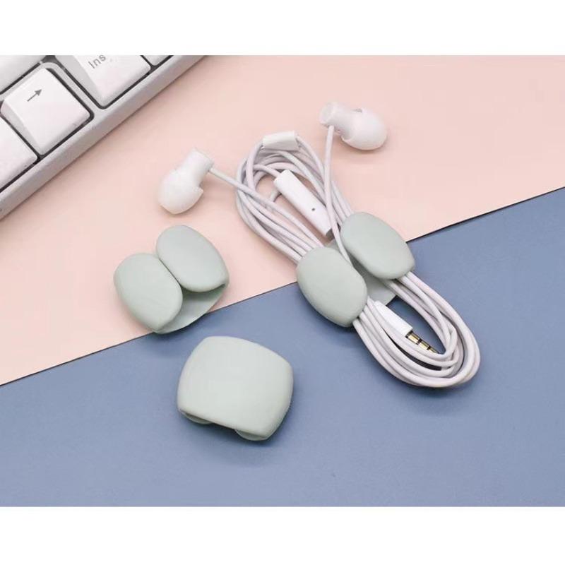 

4 шт./лот, красивая намотка кабеля, USB-кабель, органайзер для кабеля для наушников, держатель с пряжкой, портативный крошечный офисный аксессуар, органайзер для кабеля 4pcs светло-синий