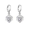 2pcs Set Fashion Personality Silver Color Cube Zircon Crystal Pendant Necklace Earrings for Women Stainless Steel Jewelry Sets