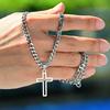 Basic Cross Necklace for Men Boys,Waterproof Staihnless Steel Hollow Cross Charm Pendant,Simple Prayer Jewelry