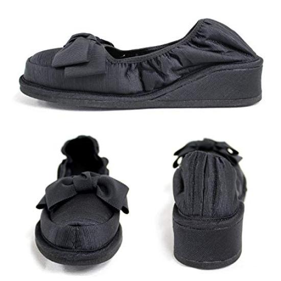 Kirsch Blute Portable Slippers with Room Shoes Elegant Kirsch Includes Nylon Pouch 3.5cm Heels, Style, Black, Ribbon, KS35C-S23 (Size M),