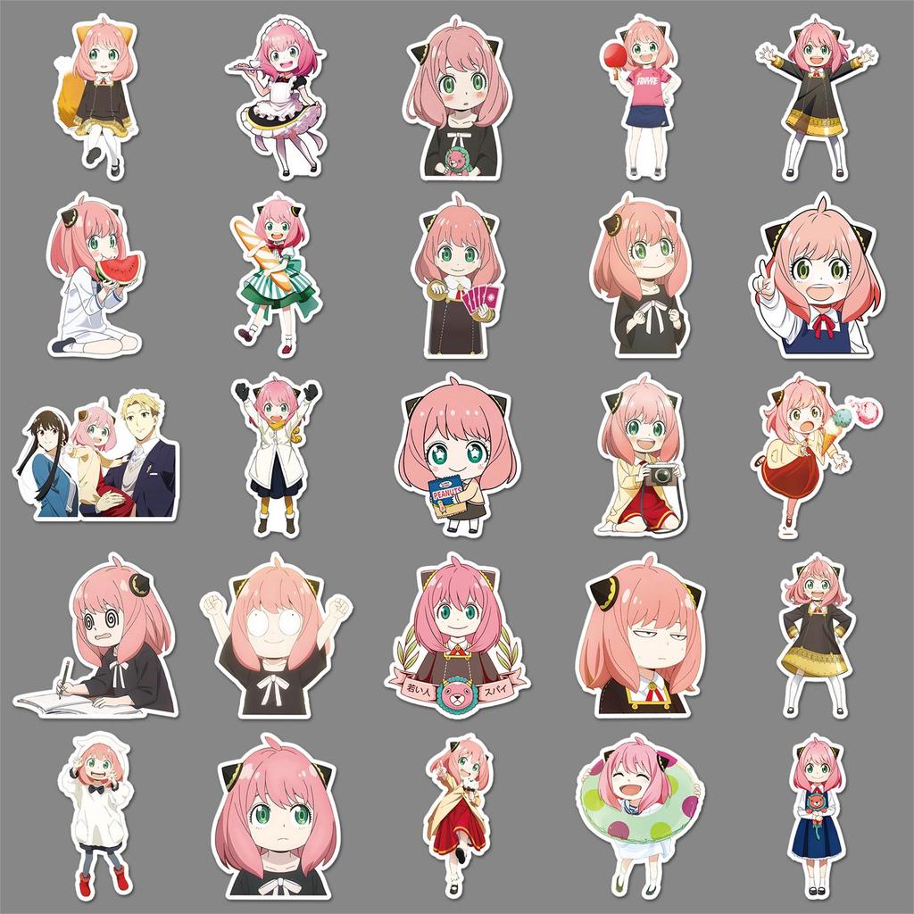 50 Cute Anya Stickers - Spy x Family Anime for Personalizing Notebooks, Phones, and DIY Projects