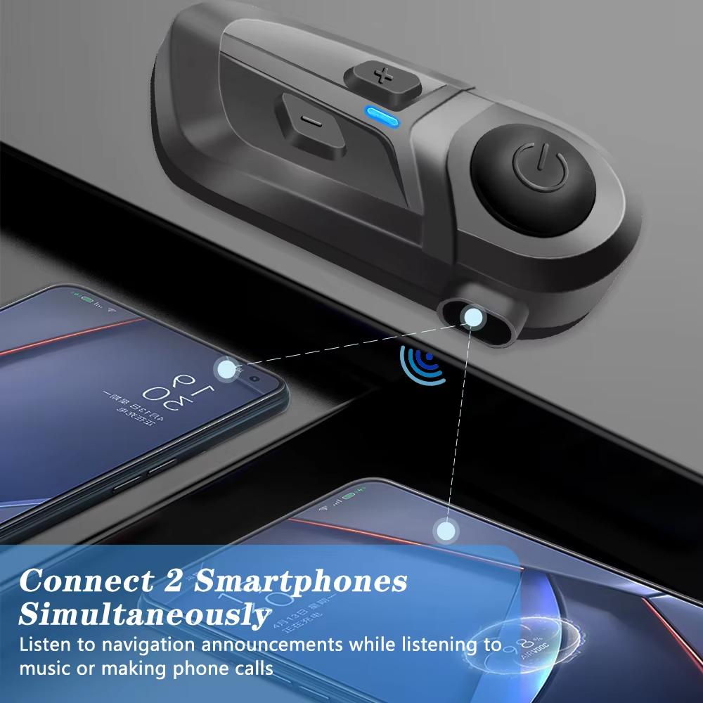 Waterproof Motorcycle Helmet Headset Wireless Hands-free Call Phone Earphone Music Player for Moto Helmet Bluetooth 5.3