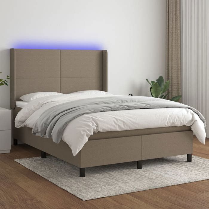 VidaXL Slatted Bed Base with Mattress and LED, Upholstered Bed, Double Bed, Adult Bedroom Interior Bed, 3138153