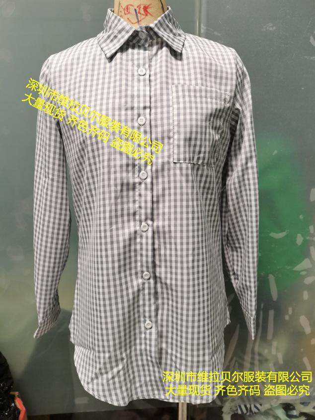 Large Quantities In Stock, Women's Ebay Loose Plaid Lapel Neck Long-sleeved Pocket Shirt.