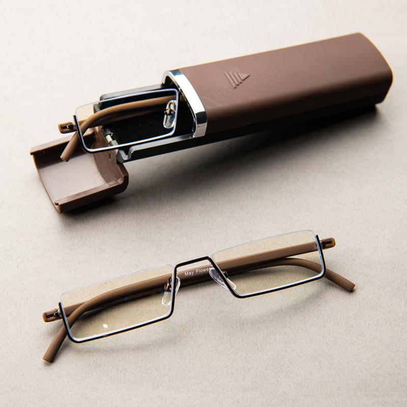 Blue Light Blocking Reading Glasses For Men Metal Frame Readers Magnifier Presbyopia Lens Eyewear With Case +1.25+1.75+2.25