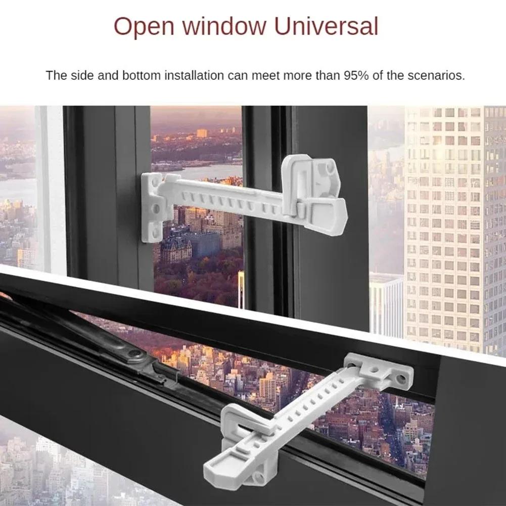 Inner Window Limiter Latch Position Stopper Casement Wind Brace Home Security Door Windows Sash Lock Child Safety Protection