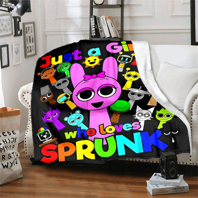 1pc Blanket Sprunki9 Print Design, Lightweight Blanket for Sofa, Bed- Soft &Warm, Gift for All Seasons Like Christmas, Halloween
