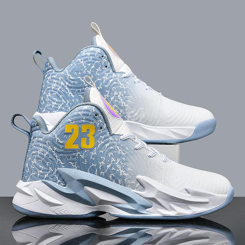 Spring and Autumn New High Top Basketball Shoes Leather Surface Men's Actual Combat Teenagers Junior High School Elementary School Elementary School