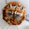 0106 Leaf Fox  Pattern, Automatic Folding Umbrella, Portable and Foldable Design, 8 Ribs, a Christmas or Birthday Gift.