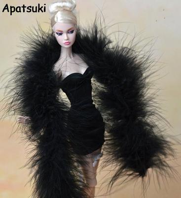 Chal Pashmina Largo de Felpa Negra de Moda Para Muñecas Barbie Accesorios Para Muñecas Monster High Regalo Casa de Juego de Niña