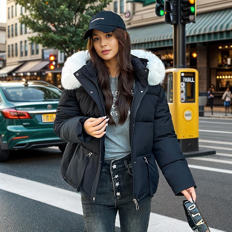 Dopamine  clothes, women's down  clothes, new women's large fur collar  jackets short styles.