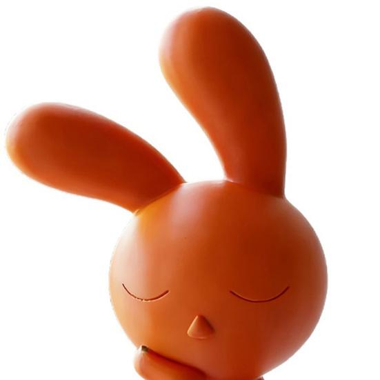 3D-Printed Cute Thinking Rabbit Ornament with Non-Slip Base Matte Finish Funny Rabbit Figurines for Car Accessories Home Office Desk Decor
