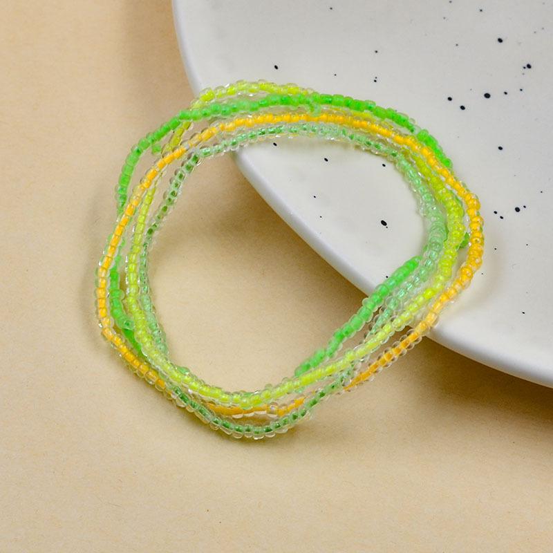 

4Pcs/Set Luminous Rice Beads Anklets For Women Colorful Elastic Beaded Anklet Chain Glow In The Dark Beach Sandy Foot Jewelry