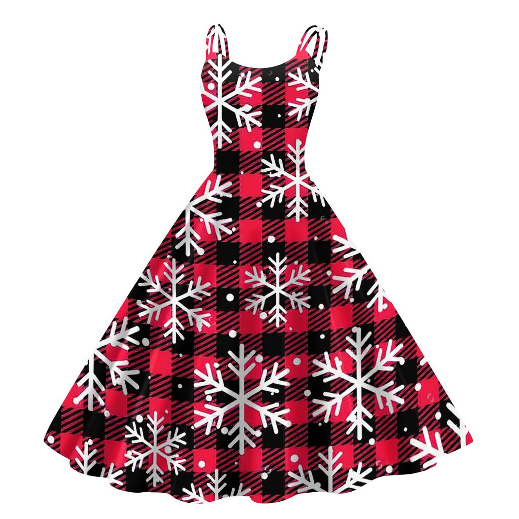 Children's Fashion Casual Christmas Print Sexy Off-the-shoulder Punk Retro Dress