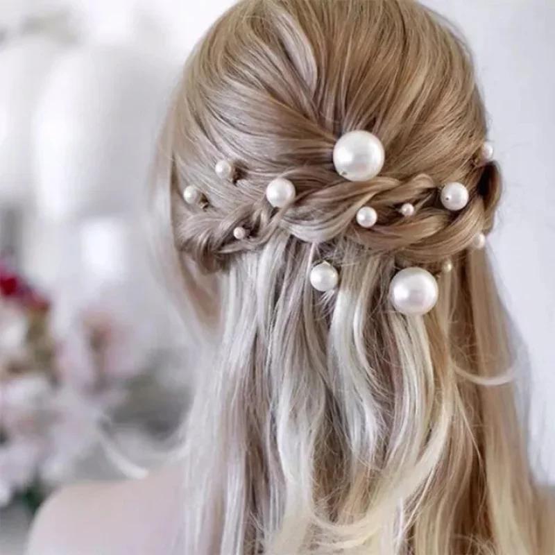 20pcs Elegant Pearl Crystal Hairpin Wedding Bridal U-shaped Metal Hair Comb Forks for Women Hairstyle Clips Jewelry Accessories