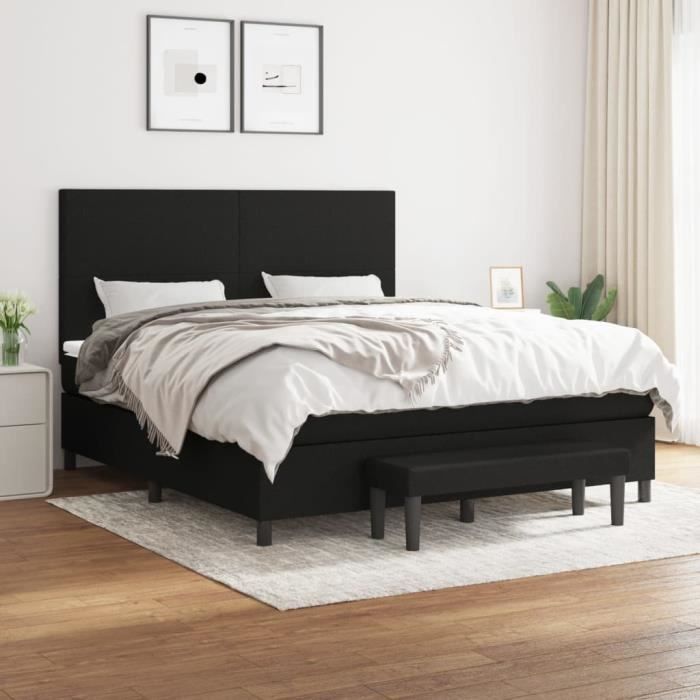 3136455 vidaXL Divan Bed with Mattress Black 180x200 Cm Fabric