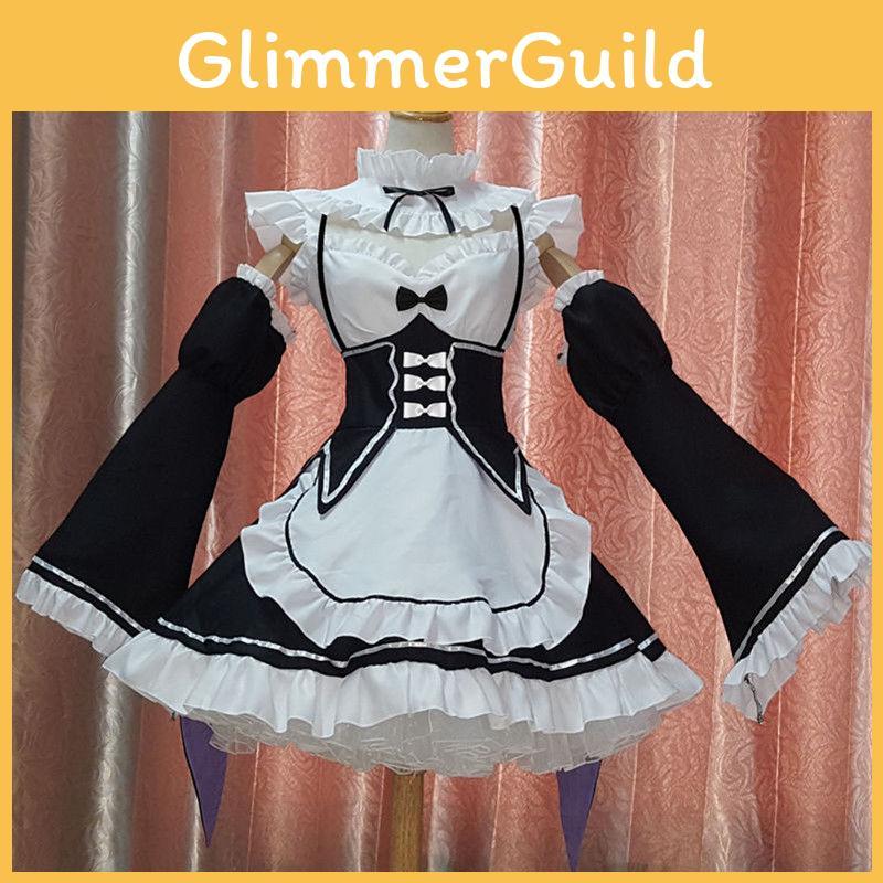 Elegant Zero Kara Hajimeru Isekai Seikatsu Twins Ram/rem Versatile Cosplay Maid Dress With Matching Headwear