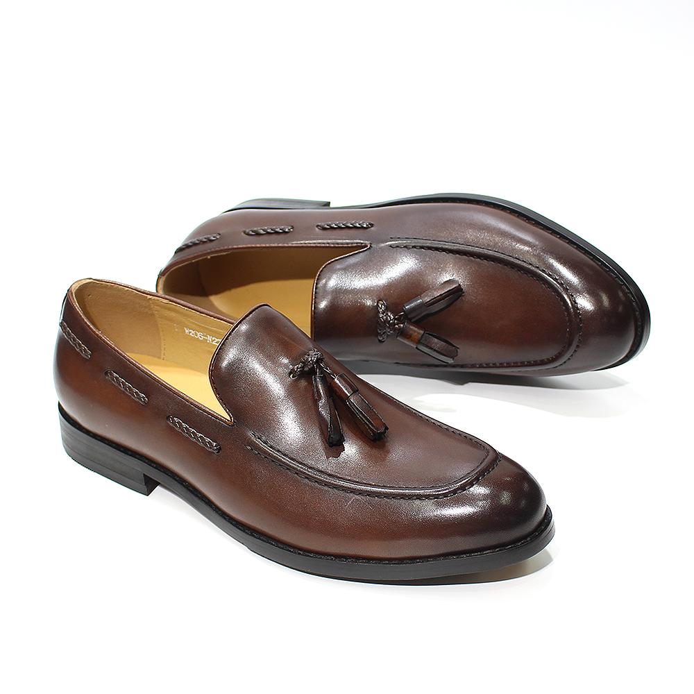

Classic Men s Genuine Cow Leather Tassel Loafers Slip-On Formal Dress Shoes Plain Toe Office Casual Loafers for Daily Wear 46