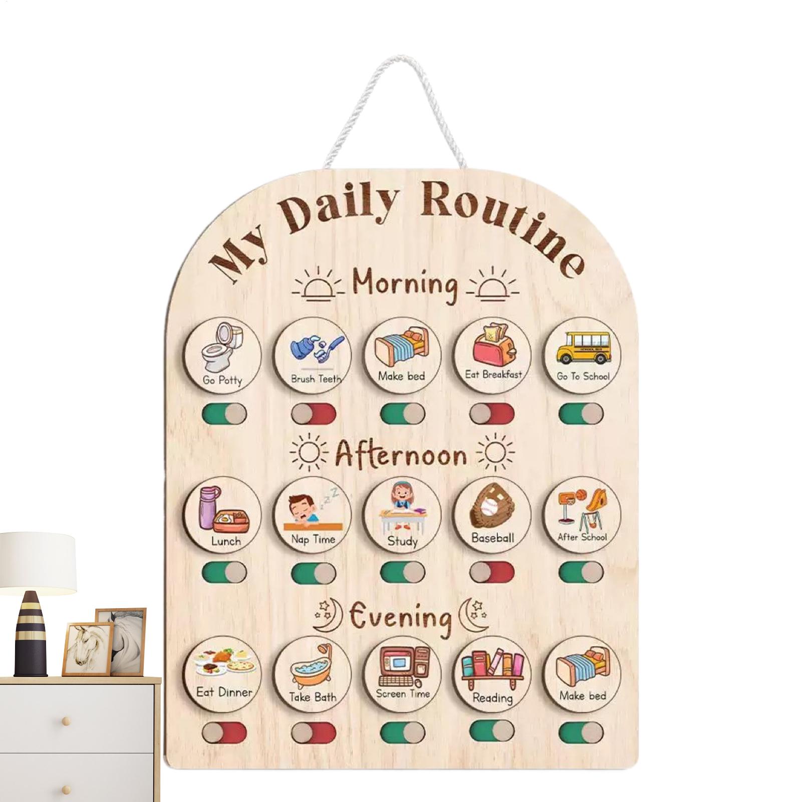

Routine Chart For Kids Wooden Visual Schedule For Kids Chore Chart Educational Toys Wood Planner Boards Morning School Supplies China Mainland