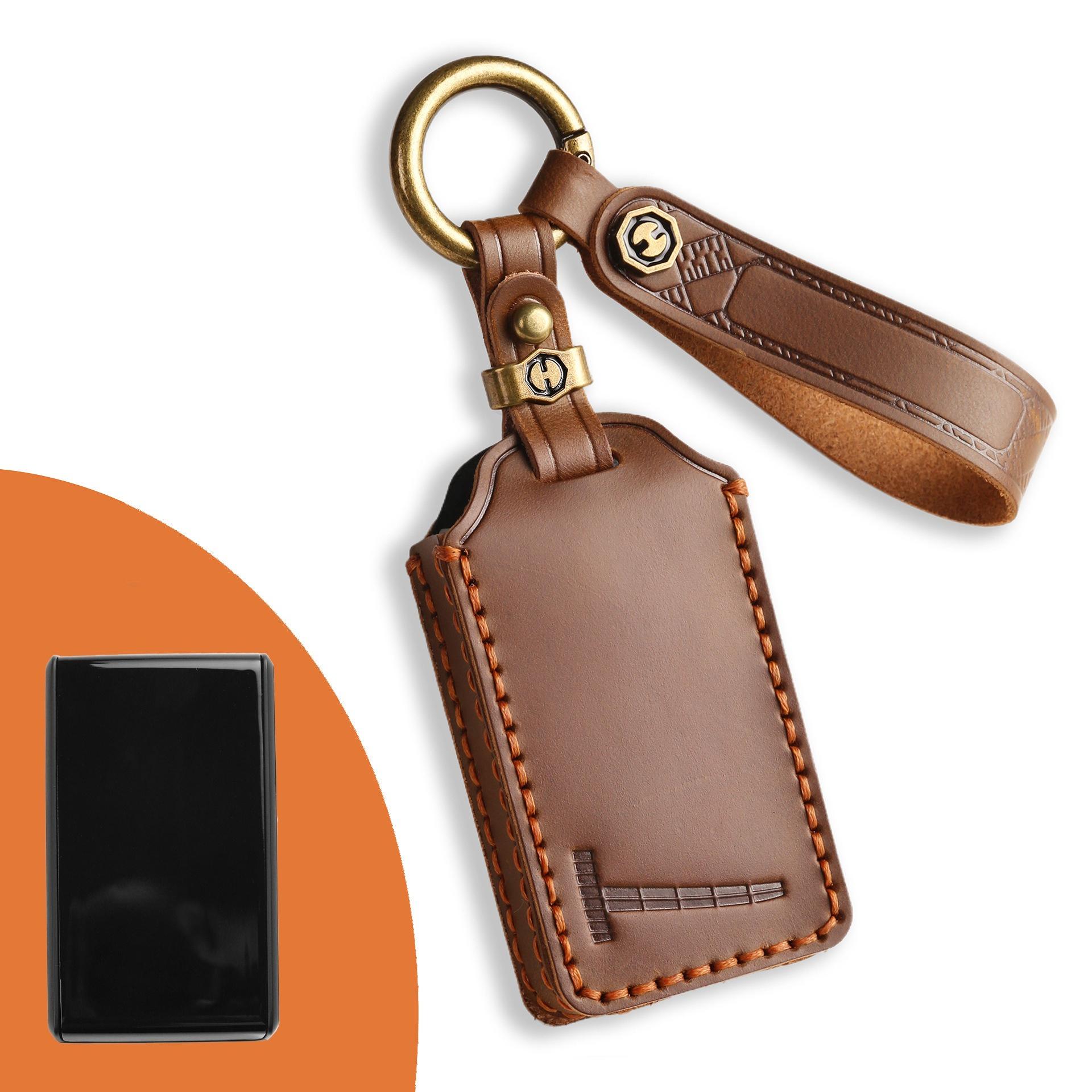 

Кожаный чехол-брелок для ключа автомобиля для Volvo EX30 для Polestar 3 4 Polestar3 Polestar4 для NFC-ключа-пульта коричневый