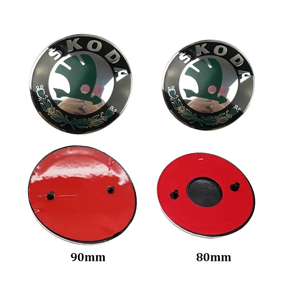 ZDVK6 For Skoda Car Sticker 2026 New 2pcs Car Front Hood Badge Rear Trunk Emblem Sticker For Skoda Yeti VRIS Rapid Octavia A5 A7 Kodia