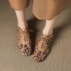 Fashion 2025 Fashion Mesh Leopard Lace Up Flat Shoes Casual Shoes Comfort Spring Summer Round Toe Casual Shoes Pumps Women Flat Pumps