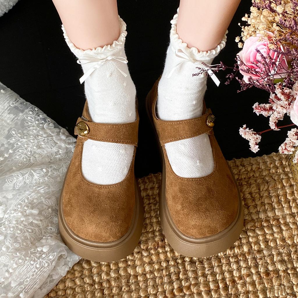 Muffin dicksoled erhöhende Boken Schuhe 2025 neu Frühling, Herbst und Winter kleine Retro Ein-Pedal Slipper Einzelne Schuhe