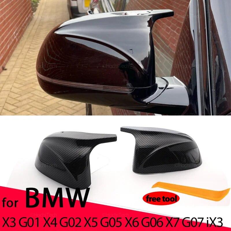 

Чехол для зеркала в стиле углеродного волокна, замена для BMW x3 G01 x4 G02 x5 G05 2018-22, черные аксессуары, чехол для зеркала в стиле M3 чёрный