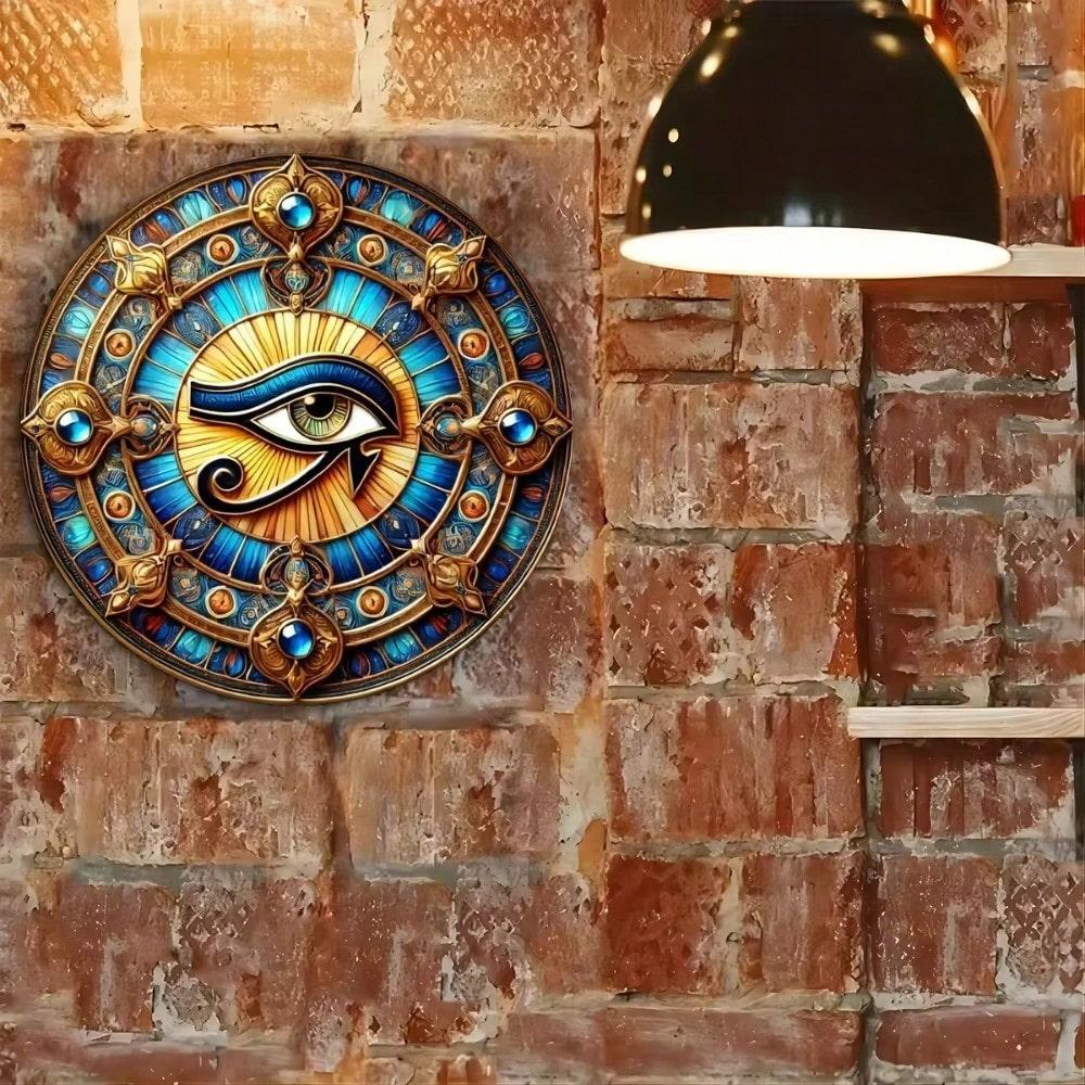 Eye Of Horus Round Iron Wall Art 7.8 Inch Decorative Home Hanging Religious Gift