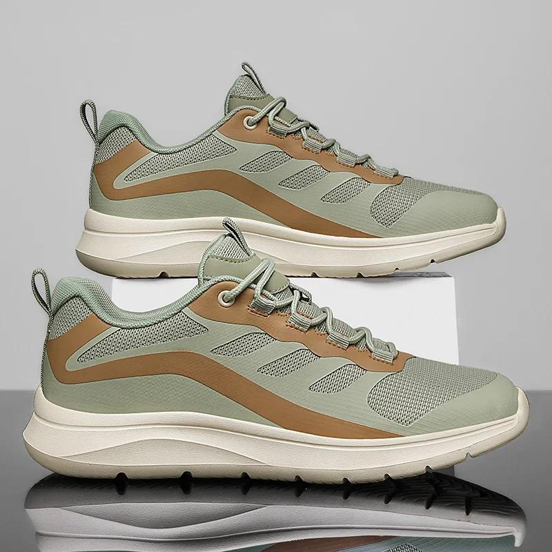 Large Size Lightweight Breathable Mesh Running Shoes Students Thick Sole Trend All Low Top Lace-up Casual Sports Shoes